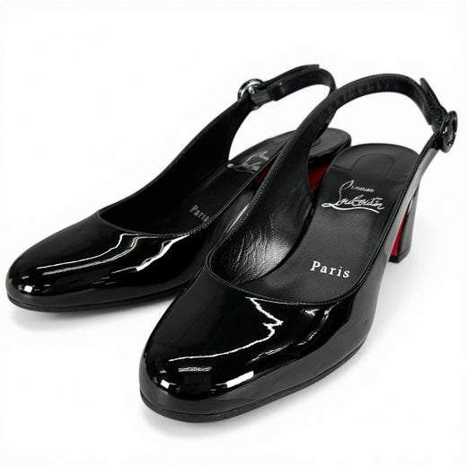 Excellent Christian Louboutin pumps SO JANE SLING 55 black Patent leather Women