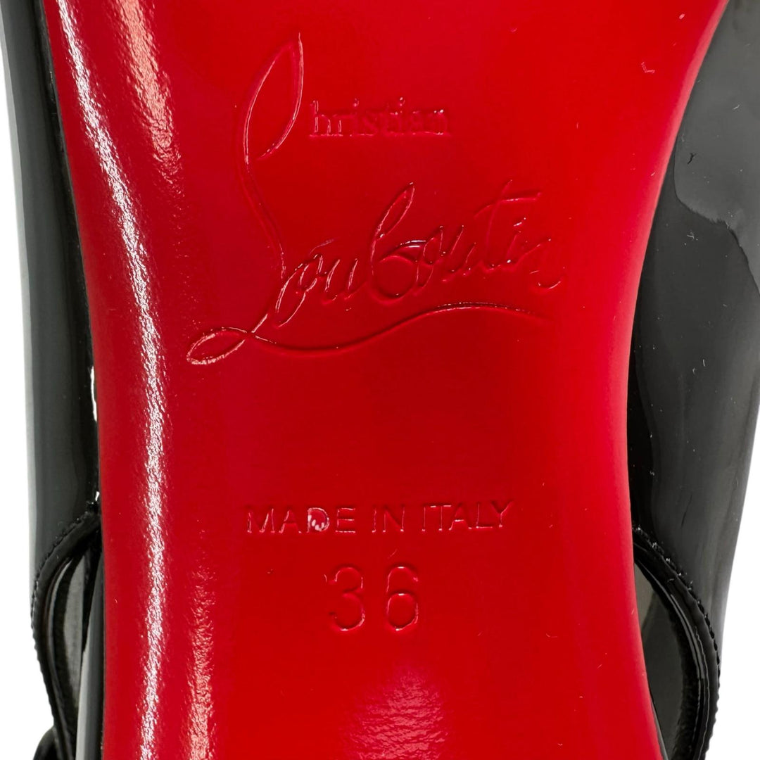 Excellent Christian Louboutin pumps SO JANE SLING 55 black Patent leather Women
