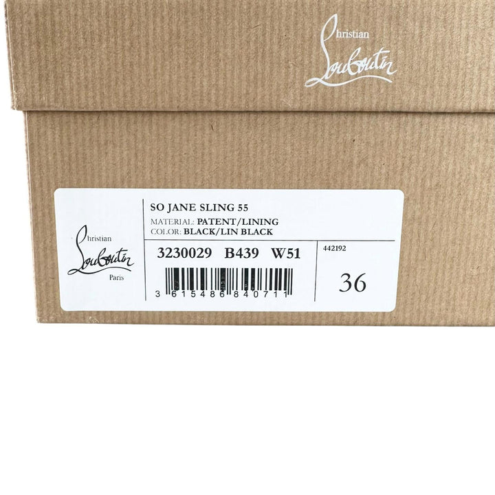 Excellent Christian Louboutin pumps SO JANE SLING 55 black Patent leather Women