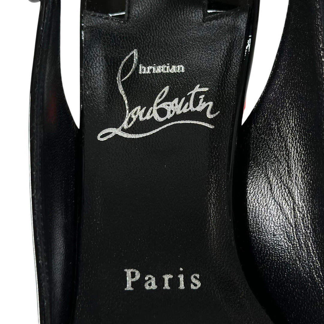 Excellent Christian Louboutin pumps SO JANE SLING 55 black Patent leather Women