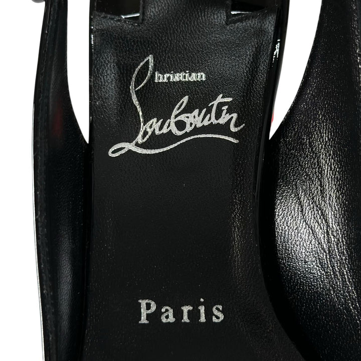 Excellent Christian Louboutin pumps SO JANE SLING 55 black Patent leather Women
