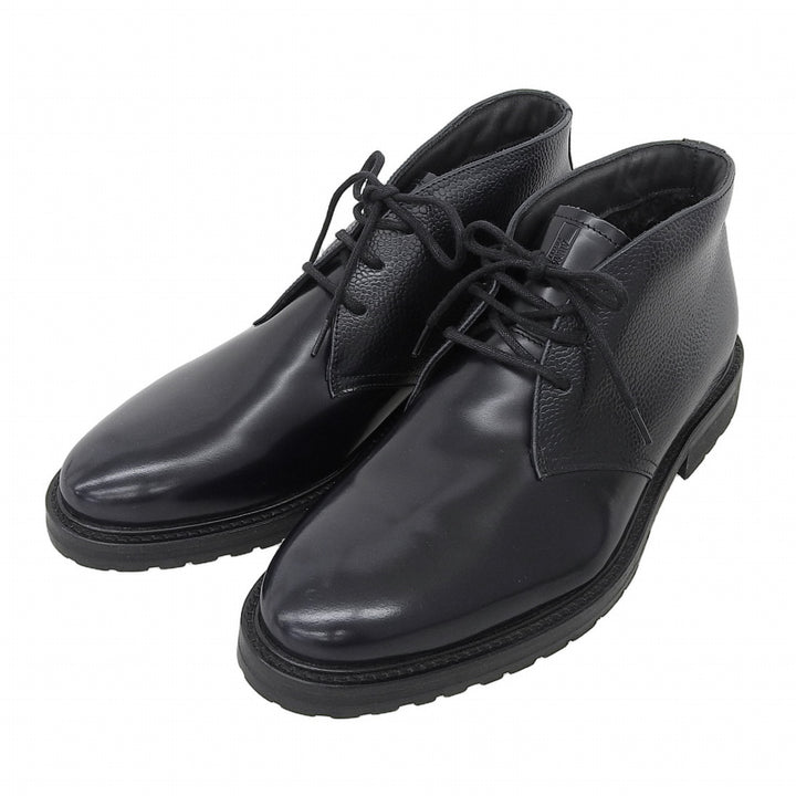 Pristine ARMANI COLLEZIONI Fleece-lined Chukka Boots Navy Cowhide mens 7