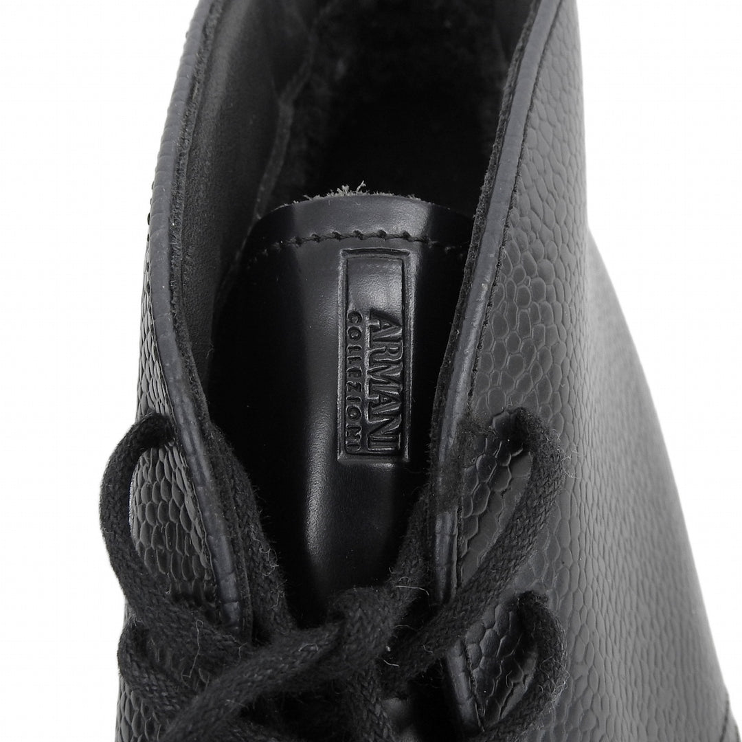 Pristine ARMANI COLLEZIONI Fleece-lined Chukka Boots Navy Cowhide mens 7