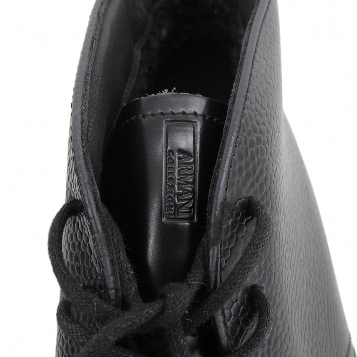 Pristine ARMANI COLLEZIONI Fleece-lined Chukka Boots Navy Cowhide mens 7