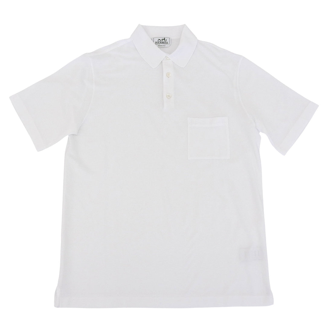Excellent HERMES Short sleeve polo shirt white cotton mens L