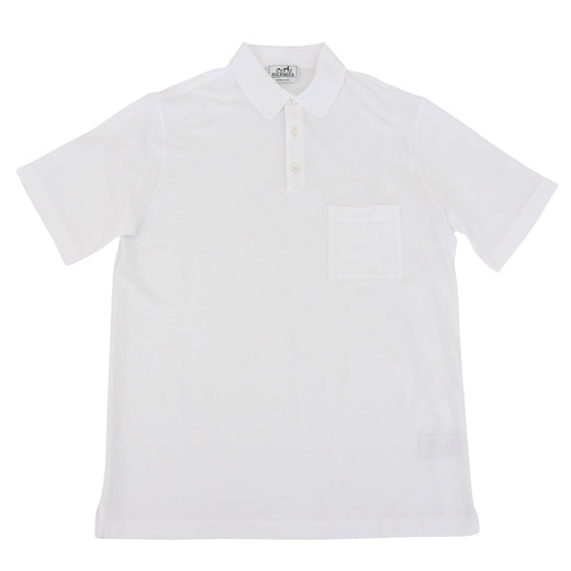 Excellent HERMES Short sleeve polo shirt white cotton mens L