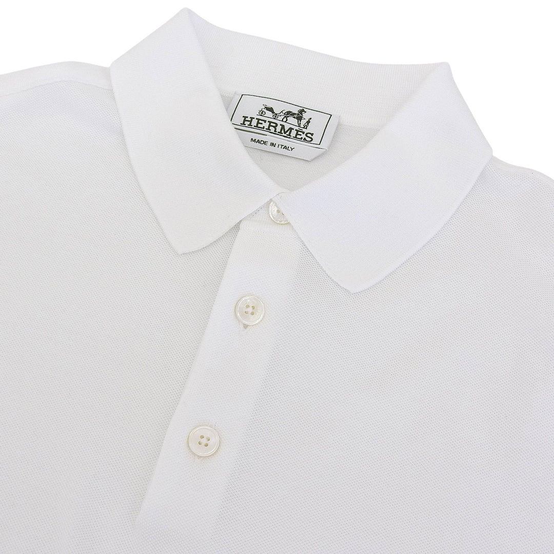 Excellent HERMES Short sleeve polo shirt white cotton mens L