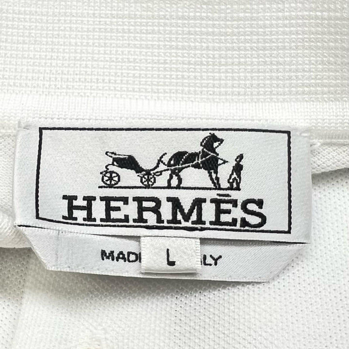 Excellent HERMES Short sleeve polo shirt white cotton mens L