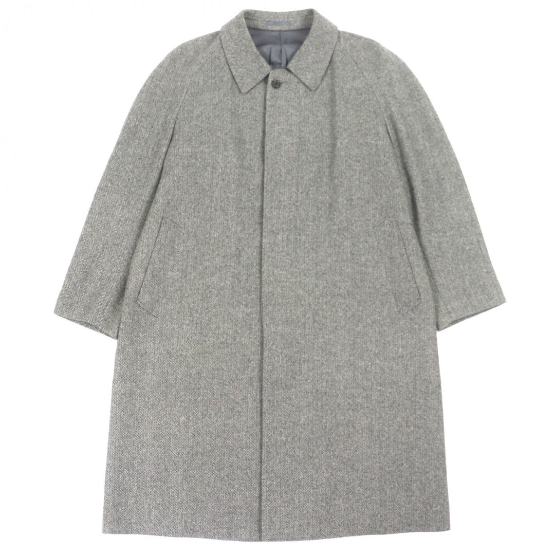Excellent LANVIN CLASSIQUE coat Herringbone Pattern, Concealed Placket cashmere