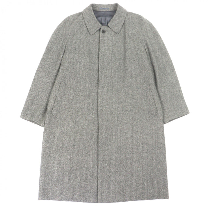 Excellent LANVIN CLASSIQUE coat Herringbone Pattern, Concealed Placket cashmere