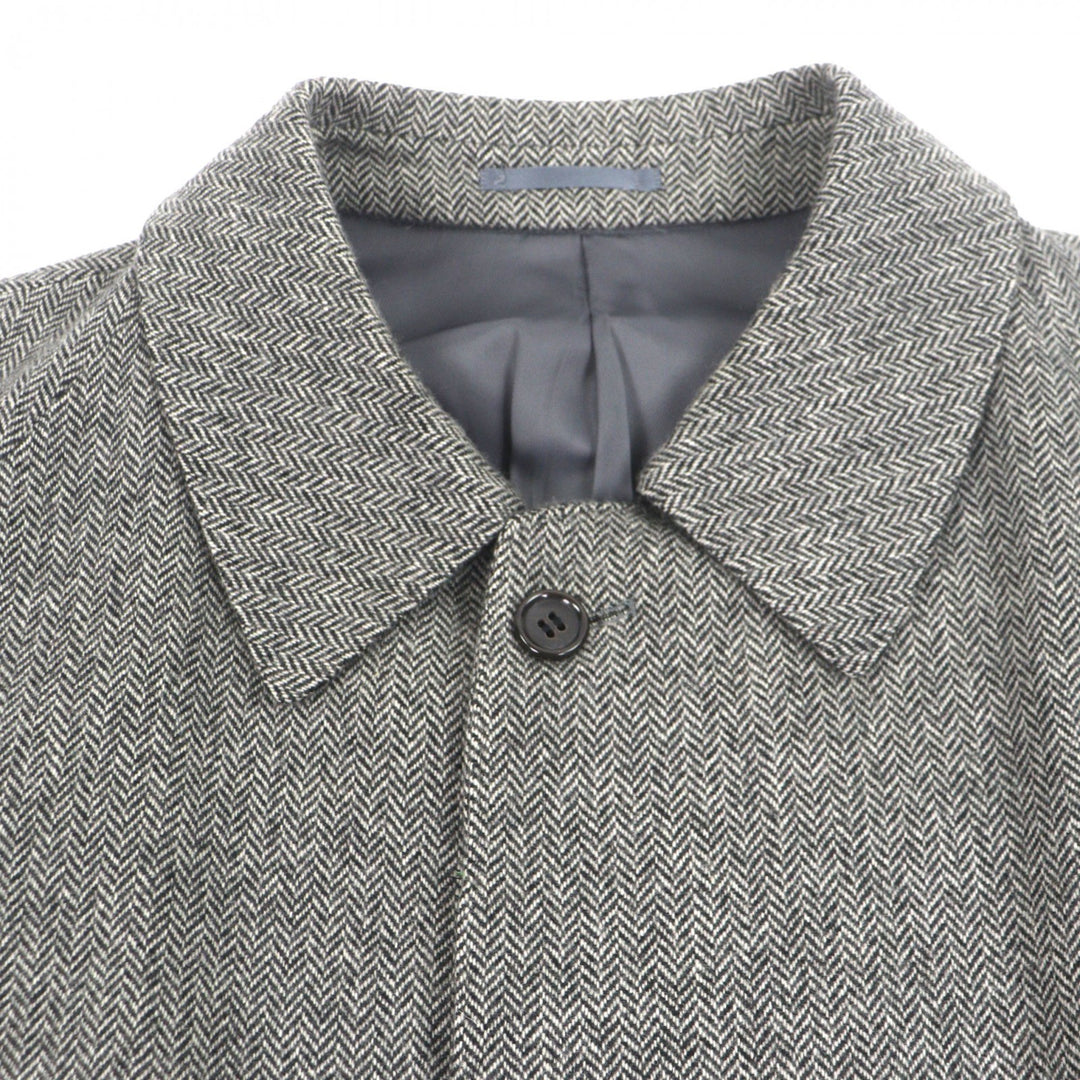 Excellent LANVIN CLASSIQUE coat Herringbone Pattern, Concealed Placket cashmere