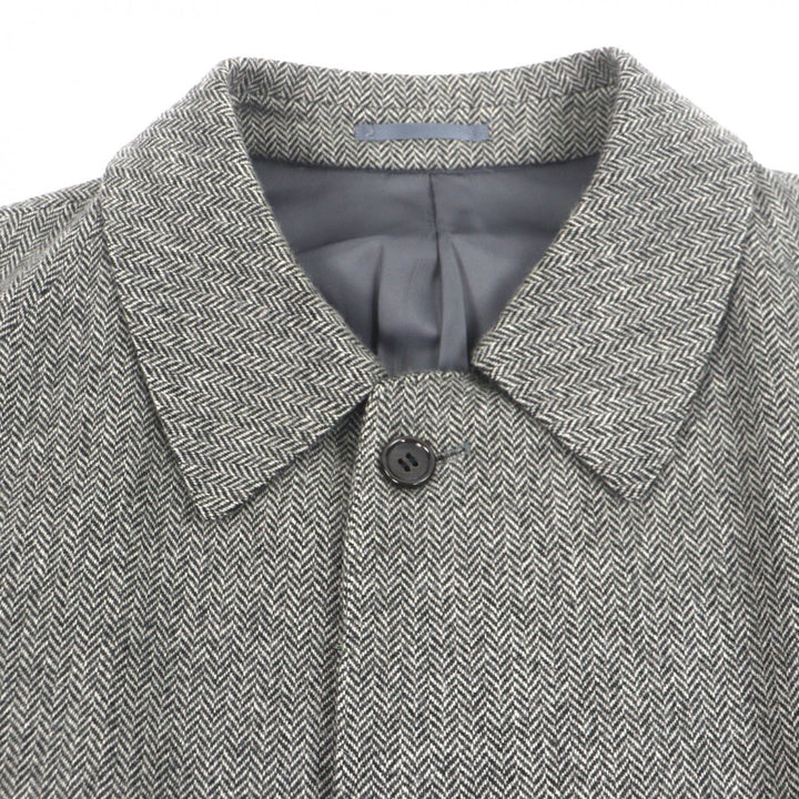 Excellent LANVIN CLASSIQUE coat Herringbone Pattern, Concealed Placket cashmere