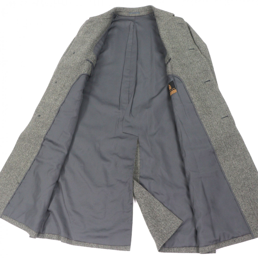 Excellent LANVIN CLASSIQUE coat Herringbone Pattern, Concealed Placket cashmere