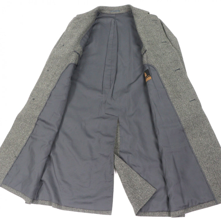 Excellent LANVIN CLASSIQUE coat Herringbone Pattern, Concealed Placket cashmere