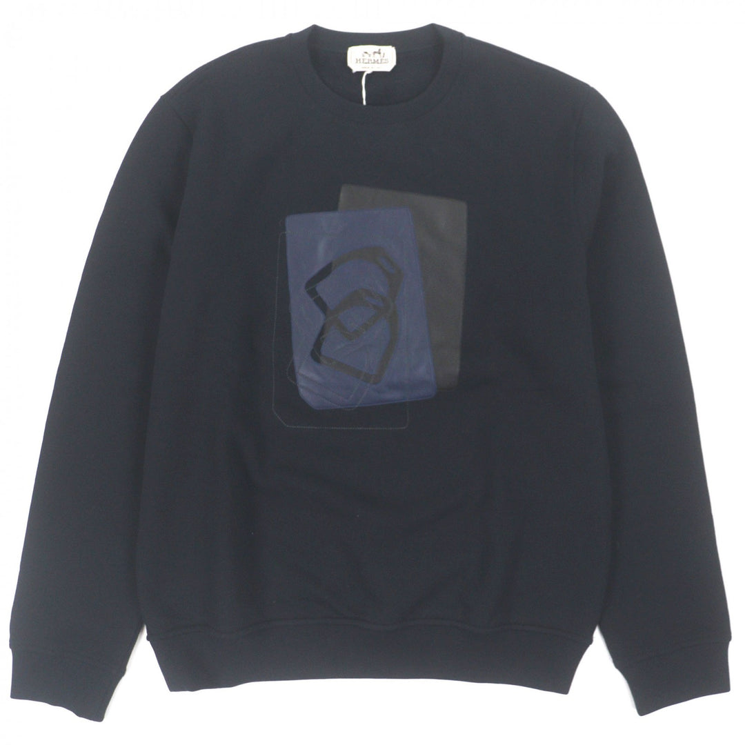 Pristine HERMES sweat ETRIERS DECALES Dark navy cotton mens L