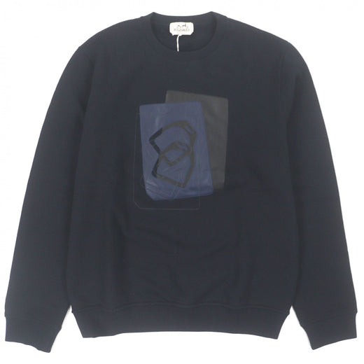 Pristine HERMES sweat ETRIERS DECALES Dark navy cotton mens L