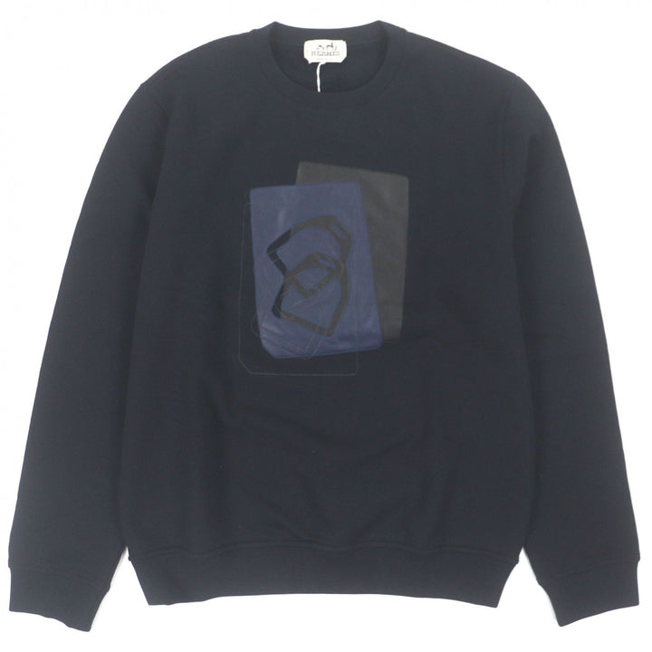 Pristine HERMES sweat ETRIERS DECALES Dark navy cotton mens L