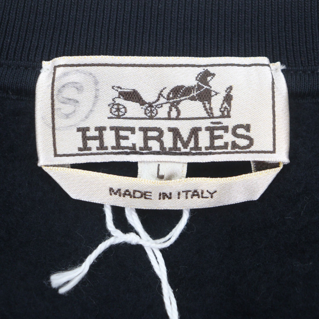 Pristine HERMES sweat ETRIERS DECALES Dark navy cotton mens L