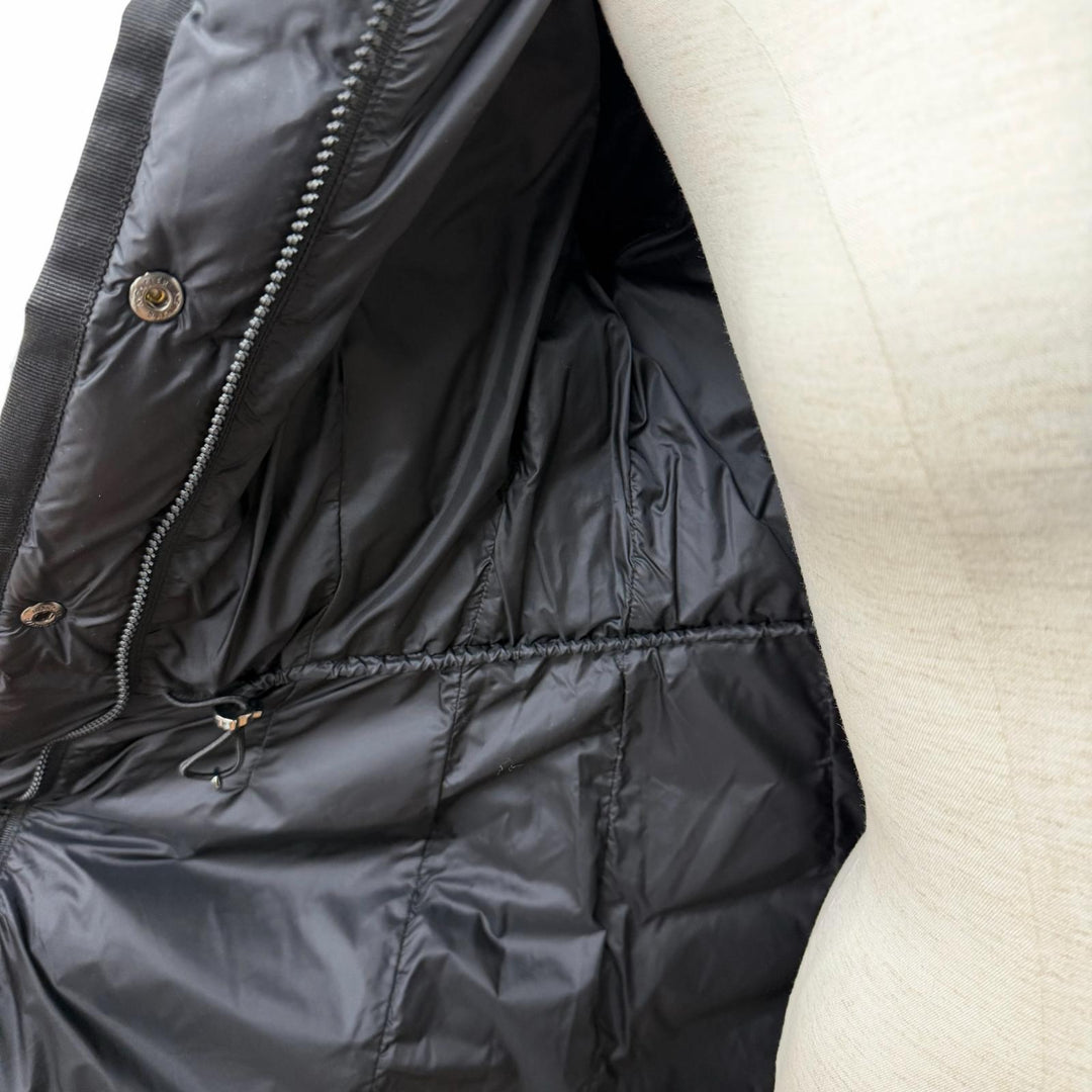 Great MONCLER down coat HERMINE Logo patch and hood black Nylon Women 0