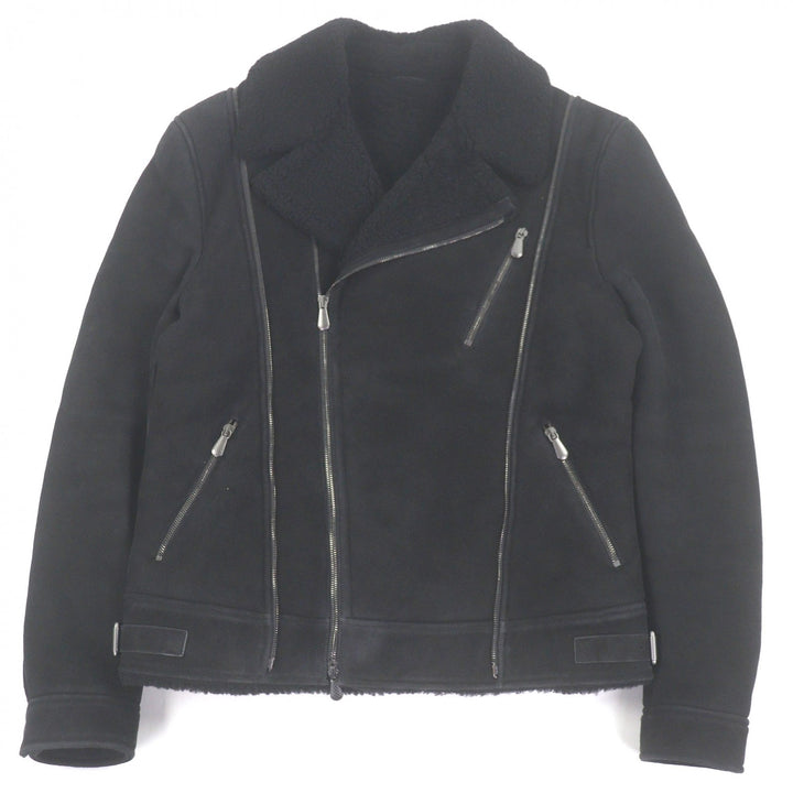 Very Good BOTTEGAVENETA Mouton jacket INTRECCIATO double black Sheep leather