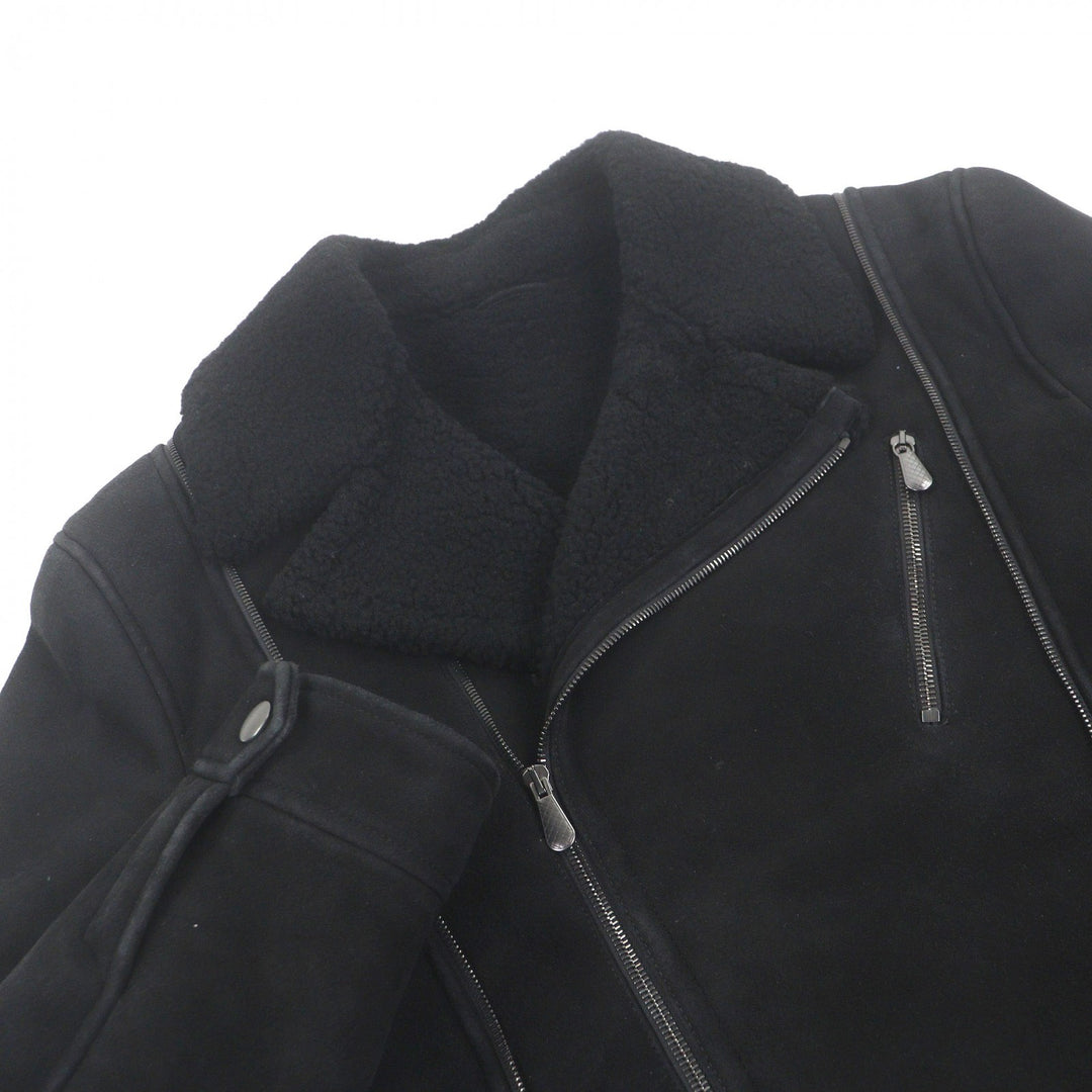 Very Good BOTTEGAVENETA Mouton jacket INTRECCIATO double black Sheep leather