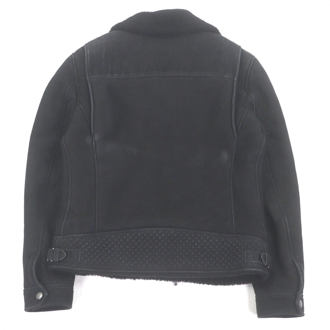 Very Good BOTTEGAVENETA Mouton jacket INTRECCIATO double black Sheep leather
