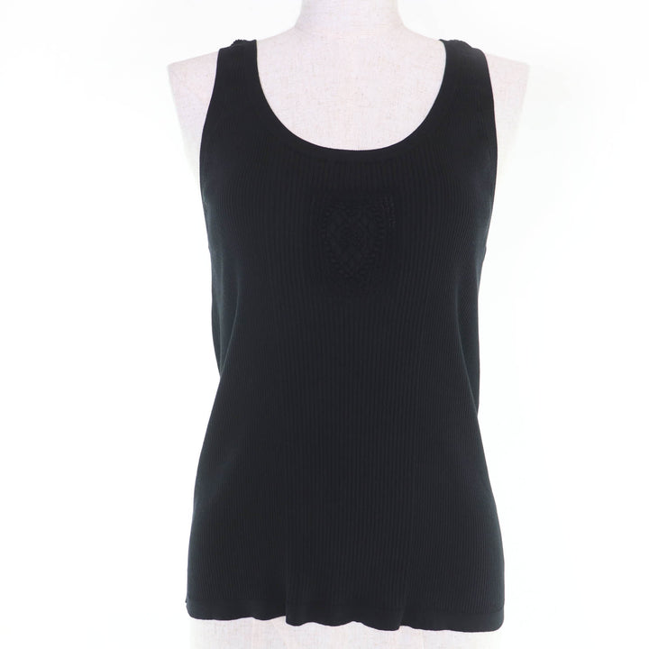 Pristine CHANEL tops COCO Mark Sleeveless Rib Knit black Women 42 P80152K11643