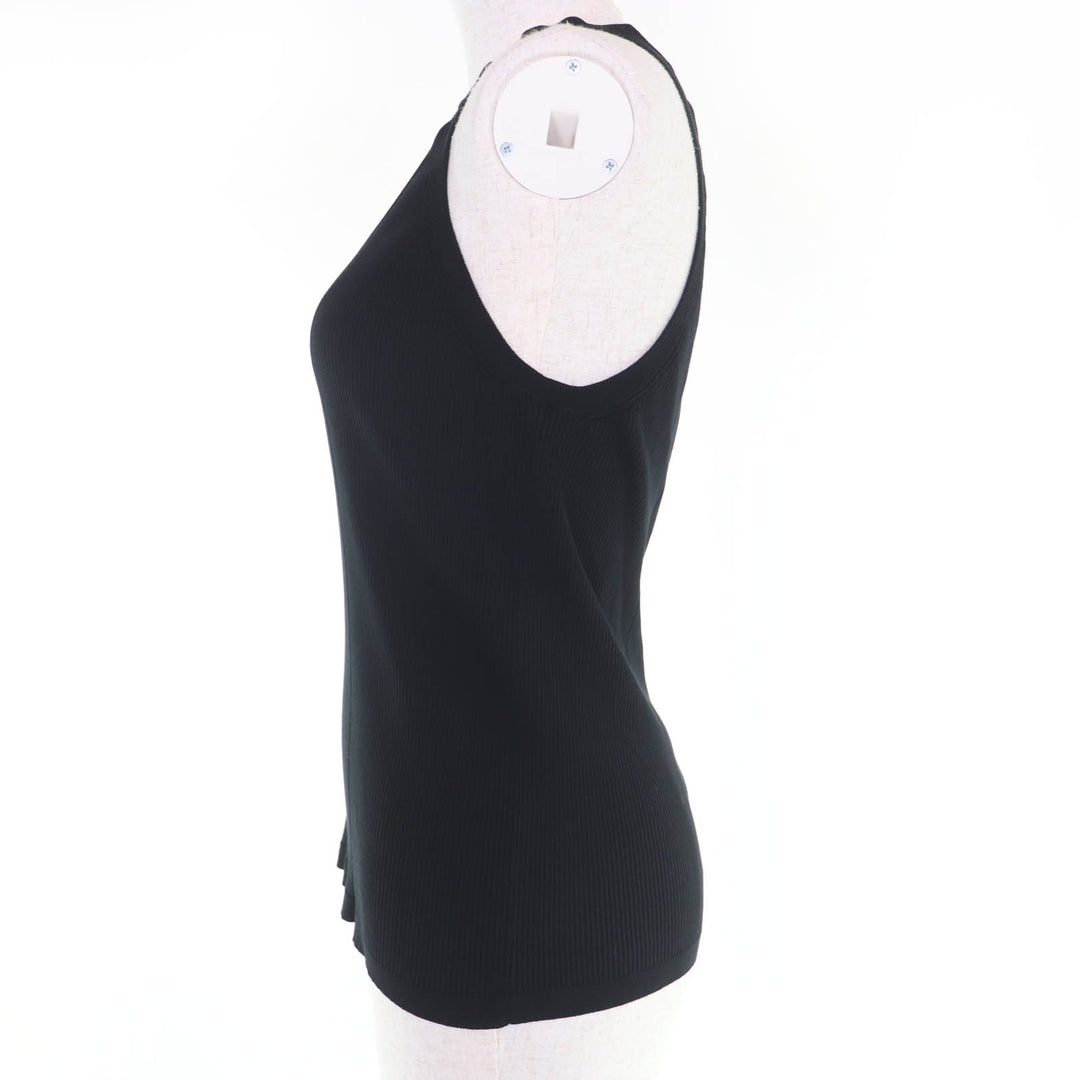 Pristine CHANEL tops COCO Mark Sleeveless Rib Knit black Women 42 P80152K11643