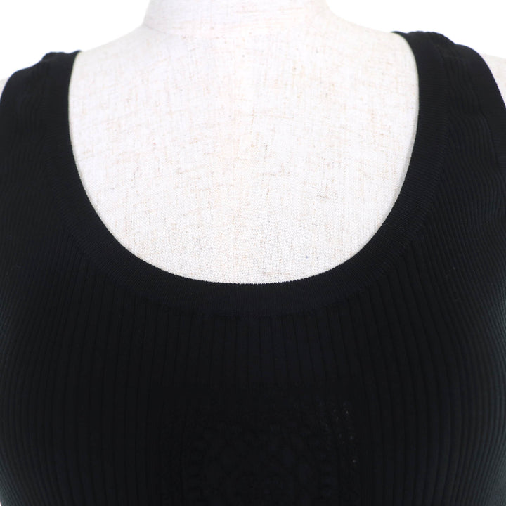 Pristine CHANEL tops COCO Mark Sleeveless Rib Knit black Women 42 P80152K11643
