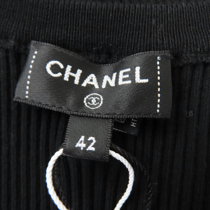 Pristine CHANEL tops COCO Mark Sleeveless Rib Knit black Women 42 P80152K11643