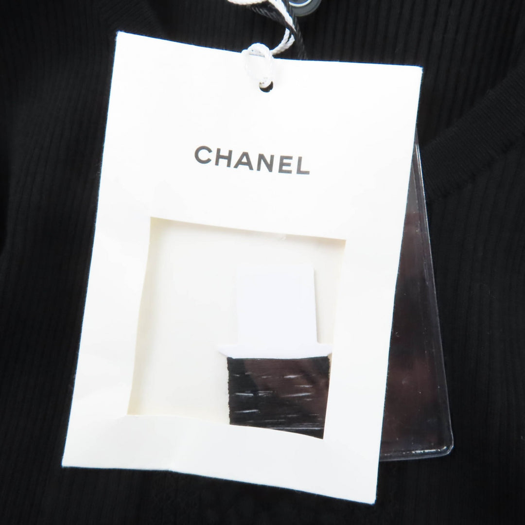 Pristine CHANEL tops COCO Mark Sleeveless Rib Knit black Women 42 P80152K11643