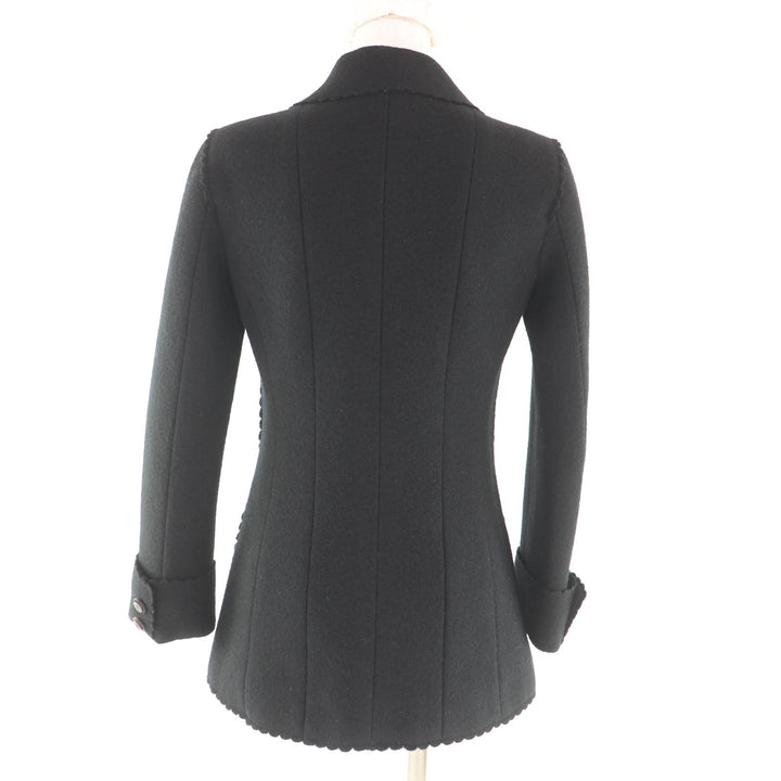 Excellent CHANEL Jacket Dallas Button black wool Women 36 P49405