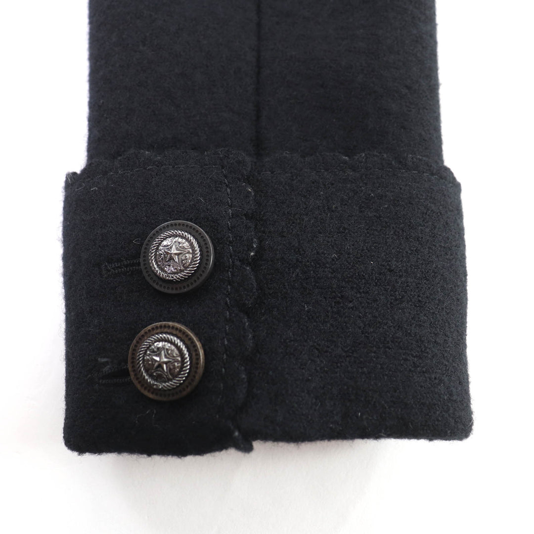 Excellent CHANEL Jacket Dallas Button black wool Women 36 P49405
