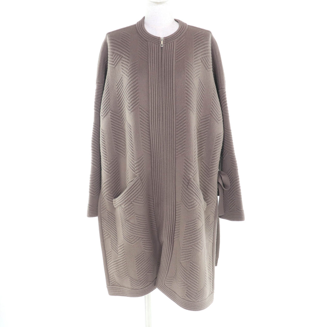 Pristine HERMES coat H motif logo zip poncho coat knit Brown wool 34 3H2101D4