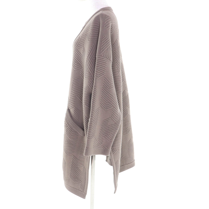 Pristine HERMES coat H motif logo zip poncho coat knit Brown wool 34 3H2101D4
