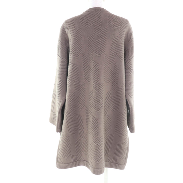 Pristine HERMES coat H motif logo zip poncho coat knit Brown wool 34 3H2101D4