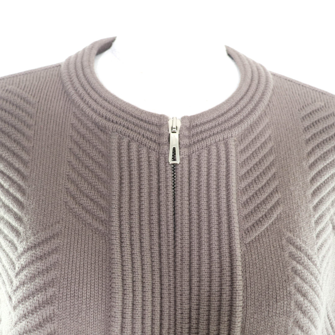 Pristine HERMES coat H motif logo zip poncho coat knit Brown wool 34 3H2101D4