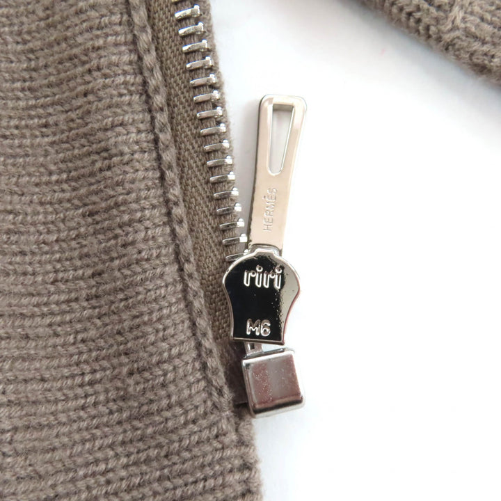 Pristine HERMES coat H motif logo zip poncho coat knit Brown wool 34 3H2101D4