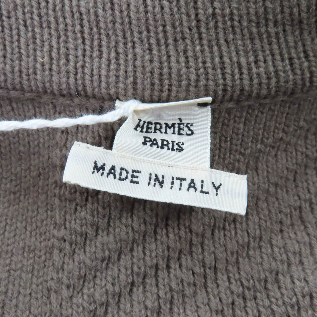Pristine HERMES coat H motif logo zip poncho coat knit Brown wool 34 3H2101D4