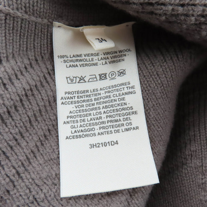Pristine HERMES coat H motif logo zip poncho coat knit Brown wool 34 3H2101D4