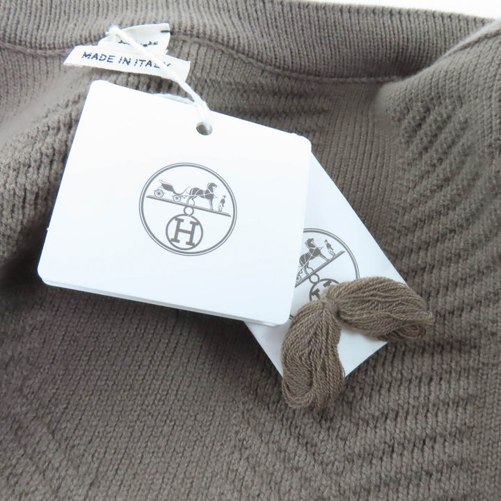Pristine HERMES coat H motif logo zip poncho coat knit Brown wool 34 3H2101D4