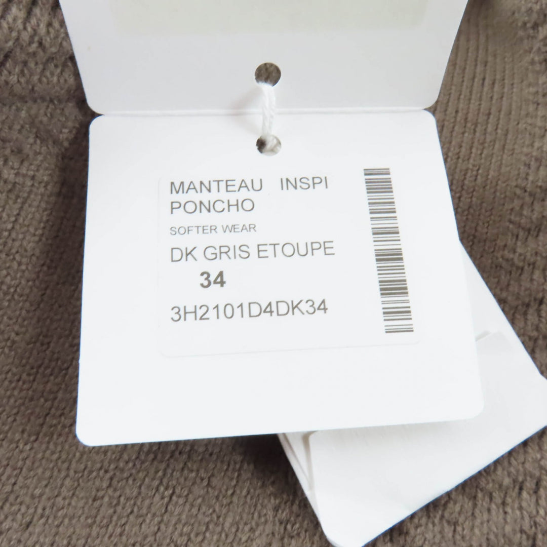 Pristine HERMES coat H motif logo zip poncho coat knit Brown wool 34 3H2101D4