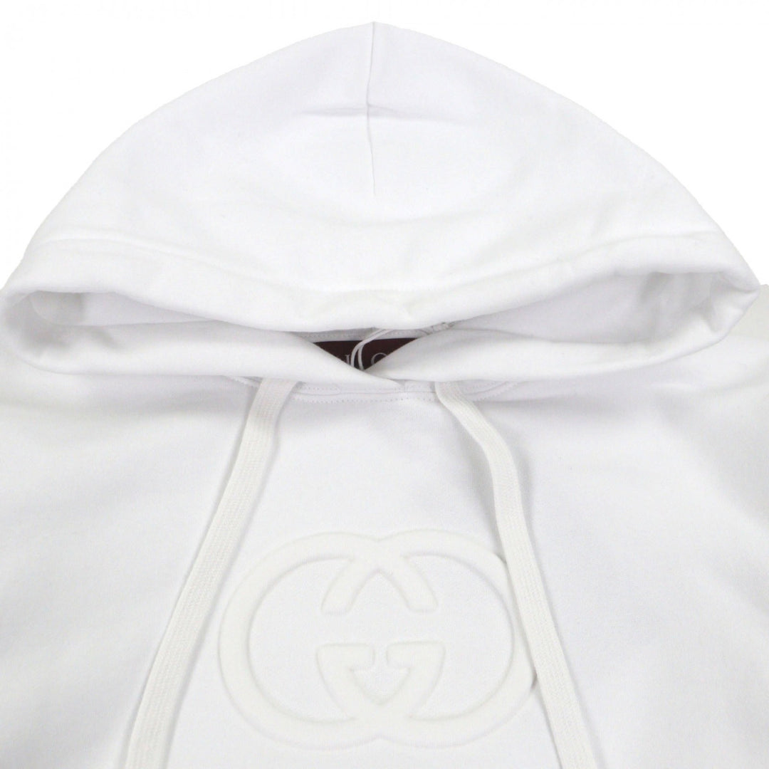 Pristine GUCCI hoodie Embossed Double G Pullover white cotton mens S 837930