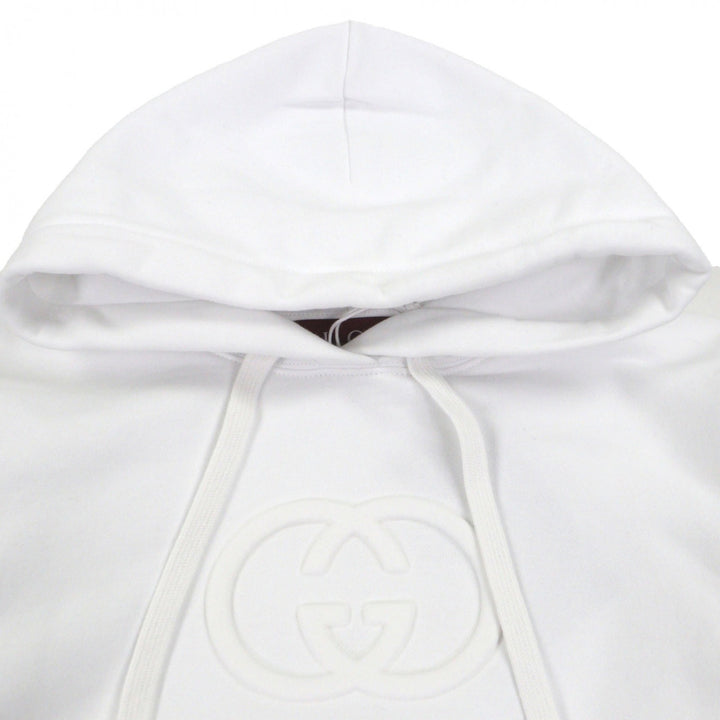 Pristine GUCCI hoodie Embossed Double G Pullover white cotton mens S 837930