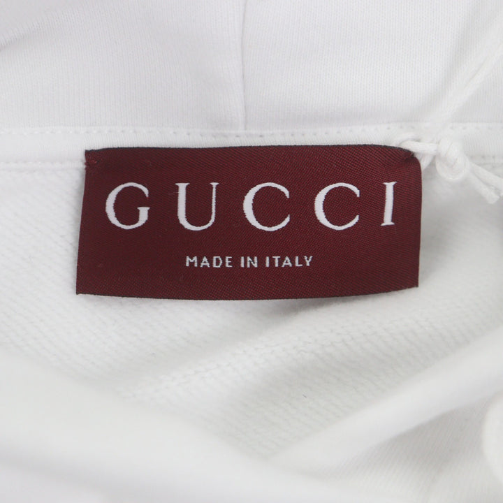 Pristine GUCCI hoodie Embossed Double G Pullover white cotton mens S 837930