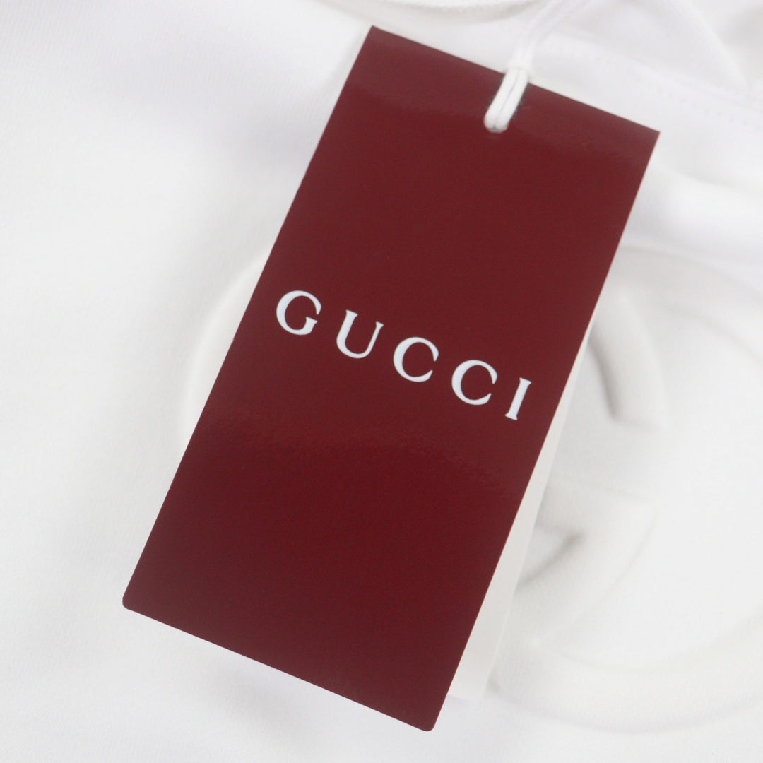 Pristine GUCCI hoodie Embossed Double G Pullover white cotton mens S 837930