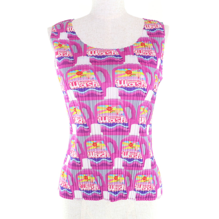 Excellent PLEATS PLEASE T-shirt Total pattern sleeveless polyester 3 PP83-JK511