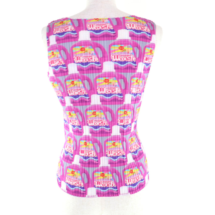 Excellent PLEATS PLEASE T-shirt Total pattern sleeveless polyester 3 PP83-JK511