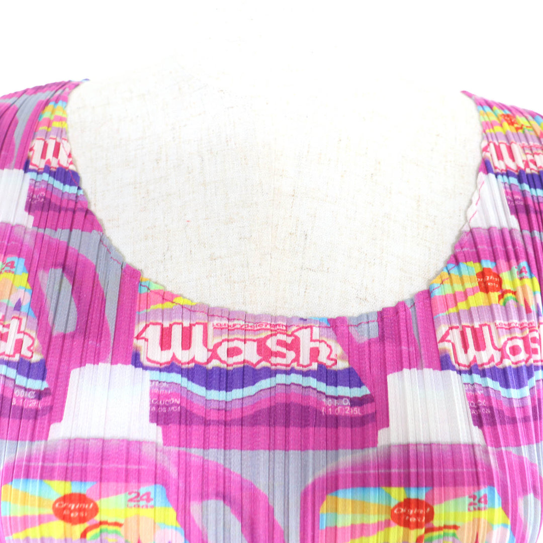 Excellent PLEATS PLEASE T-shirt Total pattern sleeveless polyester 3 PP83-JK511