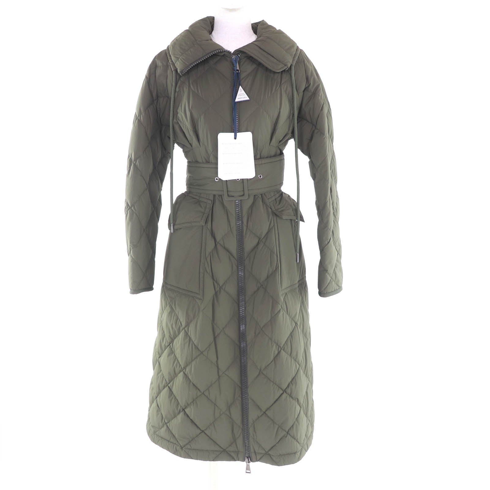 Pristine MONCLER down coat CAPRIER With logo, long length khaki